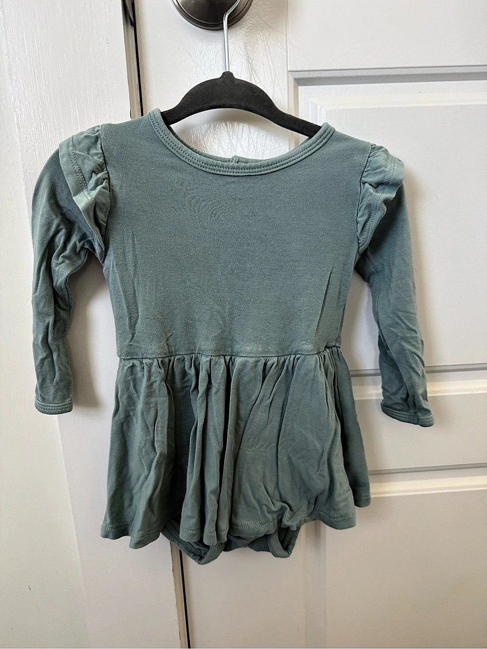 Kyte Baby Long Sleeve Twirl Bodysuit Dress Green 6-12M